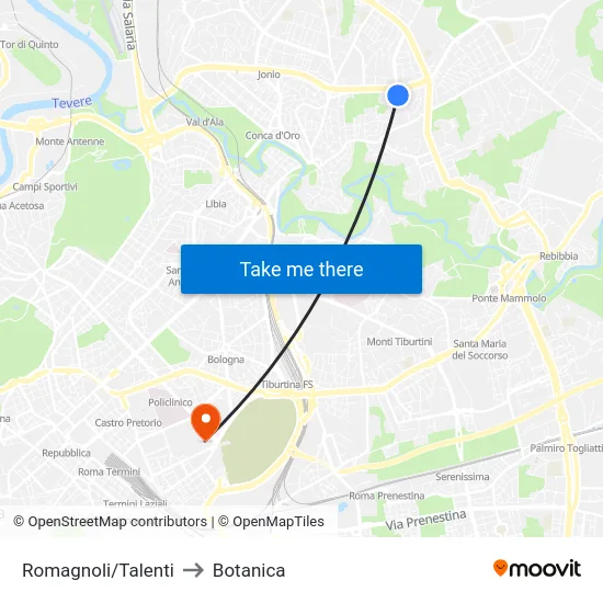 Romagnoli/Talenti to Botanica map