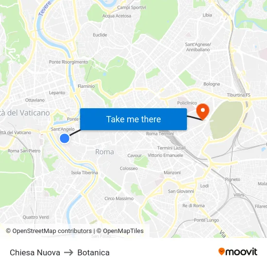 Chiesa Nuova to Botanica map