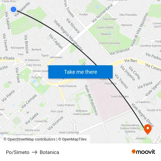 Po/Simeto to Botanica map