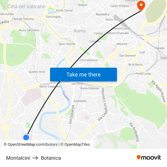 Montalcini to Botanica map