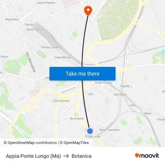 Appia-Ponte Lungo (Ma) to Botanica map
