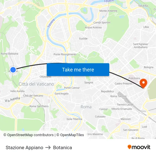 Stazione Appiano to Botanica map