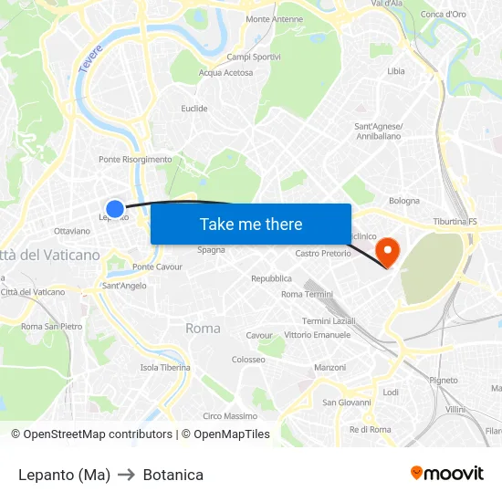 Lepanto (Ma) to Botanica map