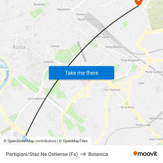 Partigiani/Staz.Ne Ostiense (Fs) to Botanica map