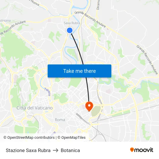 Stazione Saxa Rubra to Botanica map