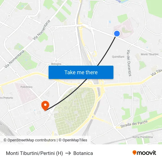 Monti Tiburtini/Pertini (H) to Botanica map