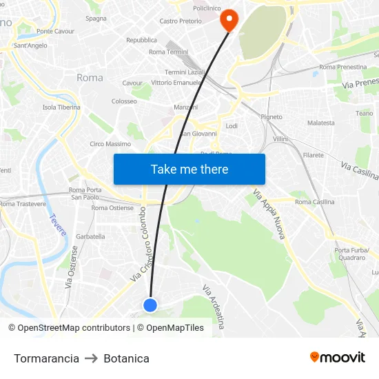 Tormarancia to Botanica map