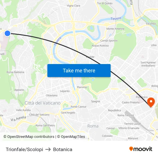 Trionfale/Scolopi to Botanica map