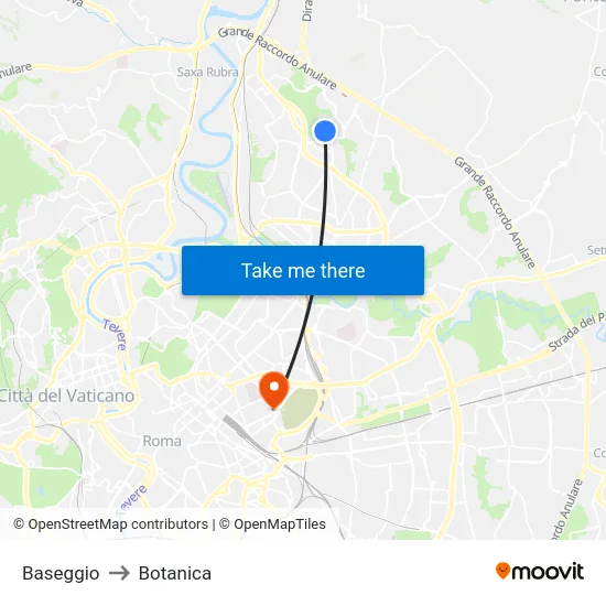 Baseggio to Botanica map