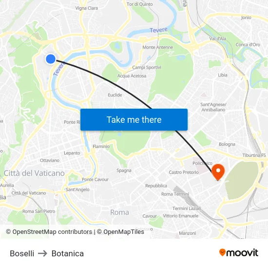 Boselli to Botanica map
