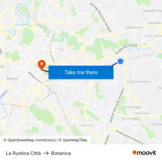 La Rustica Città to Botanica map