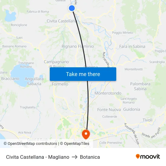 Civita Castellana - Magliano to Botanica map