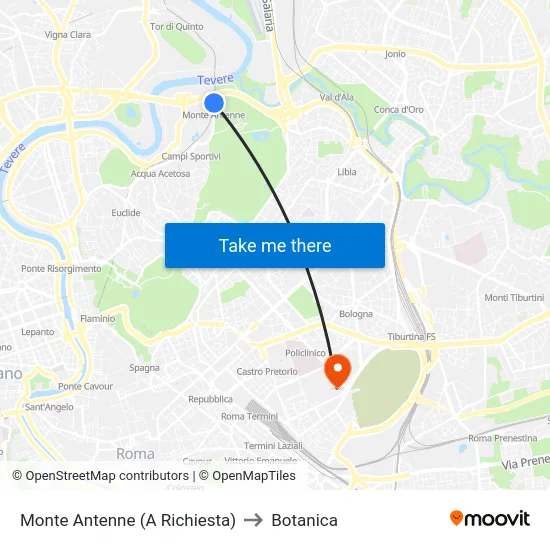 Monte Antenne (A Richiesta) to Botanica map