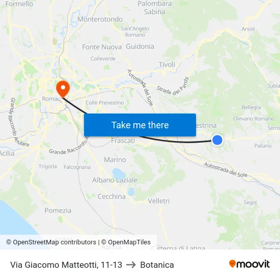 Via Giacomo Matteotti, 11-13 to Botanica map