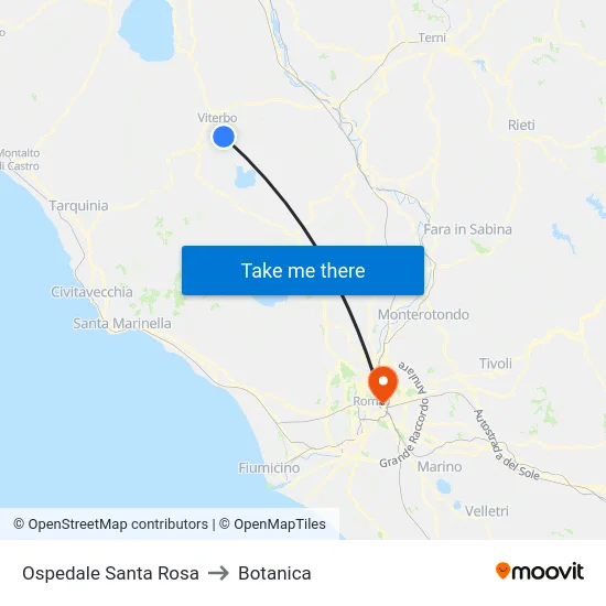 Ospedale Santa Rosa to Botanica map