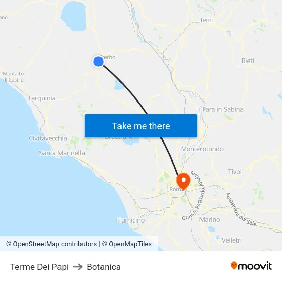 Terme Dei Papi to Botanica map
