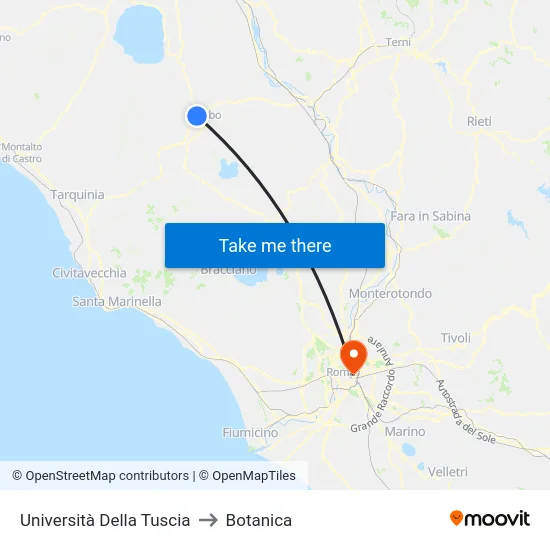 Università Della Tuscia to Botanica map