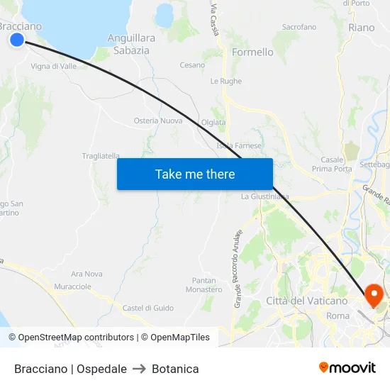 Bracciano | Ospedale to Botanica map