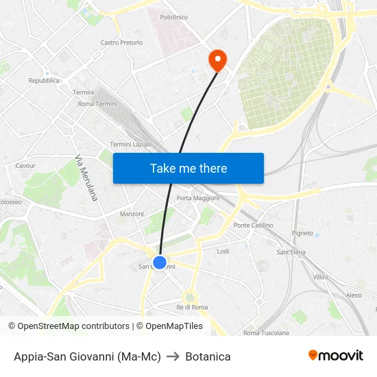Appia-San Giovanni (Ma-Mc) to Botanica map