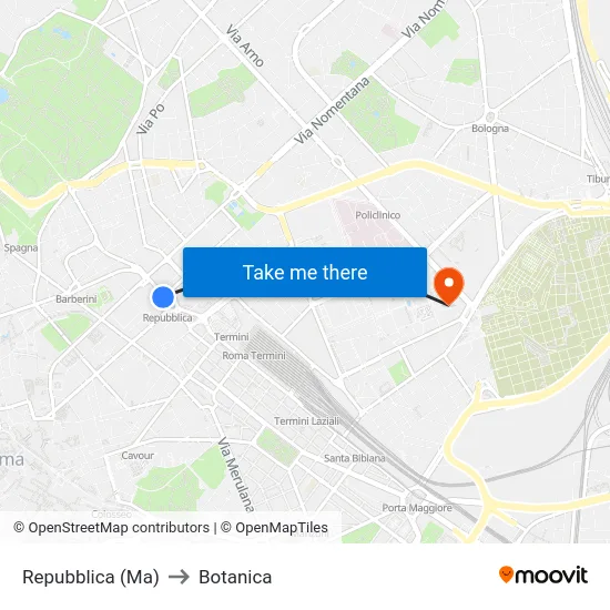 Repubblica (Ma) to Botanica map