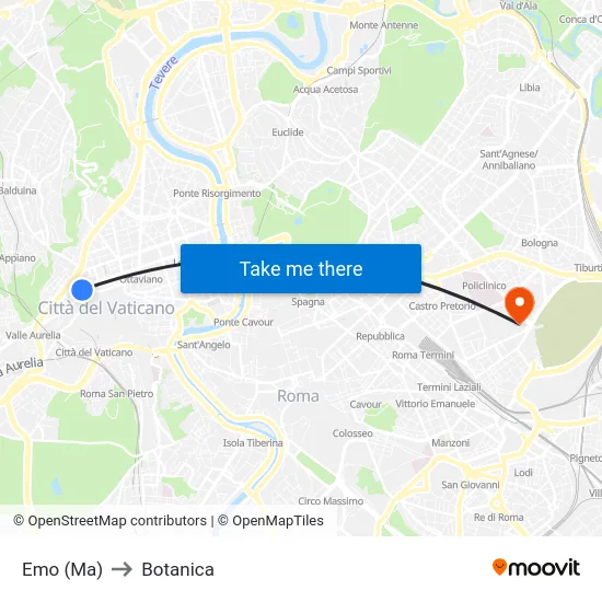 Emo (Ma) to Botanica map