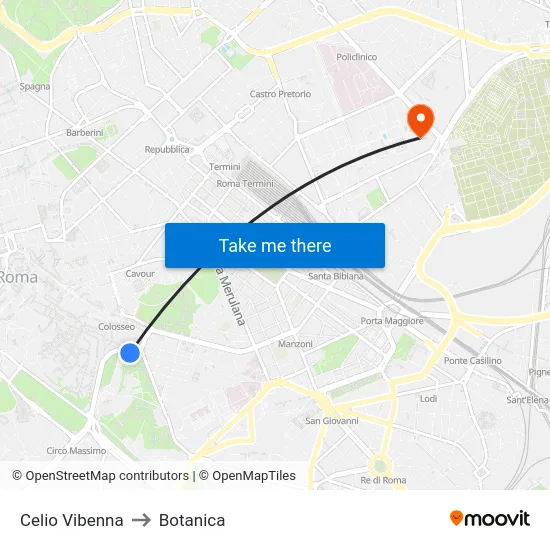 Celio Vibenna to Botanica map
