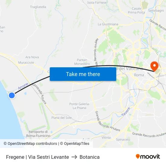Fregene | Via Sestri Levante to Botanica map