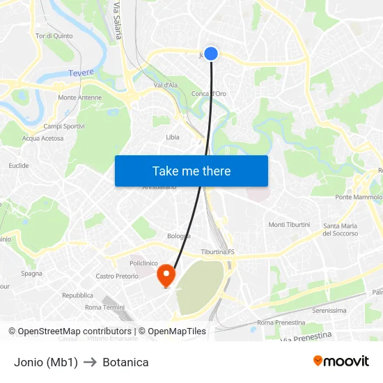 Jonio (Mb1) to Botanica map