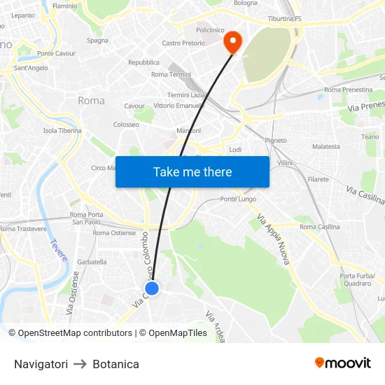 Navigatori to Botanica map