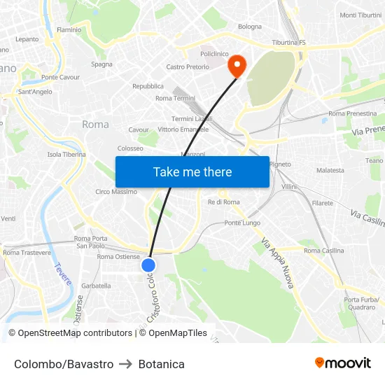 Colombo/Bavastro to Botanica map