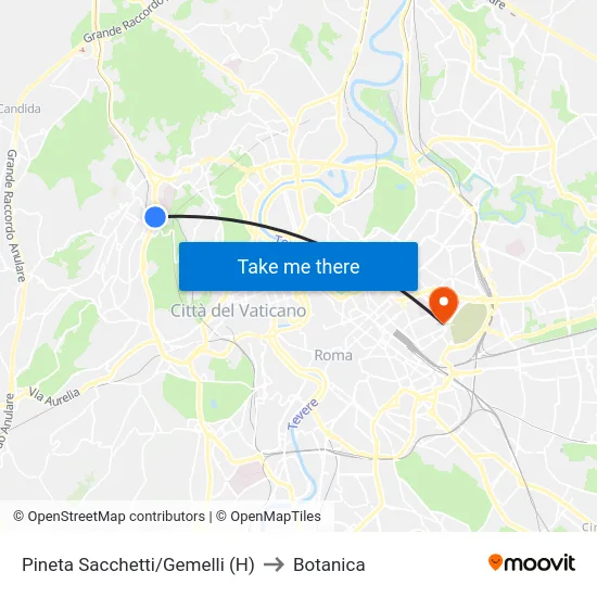 Pineta Sacchetti/Gemelli (H) to Botanica map