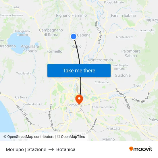 Morlupo | Stazione to Botanica map