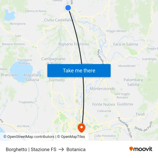 Borghetto | Stazione FS to Botanica map
