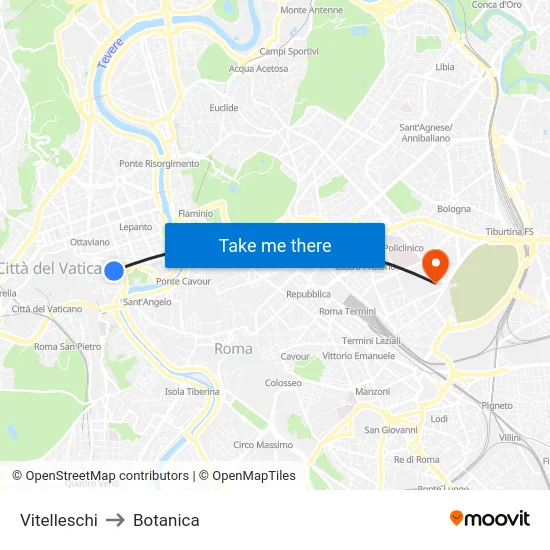 Vitelleschi to Botanica map