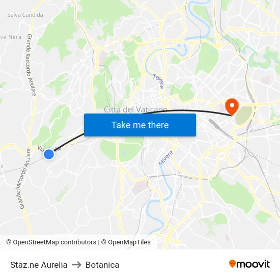 Staz.ne Aurelia to Botanica map