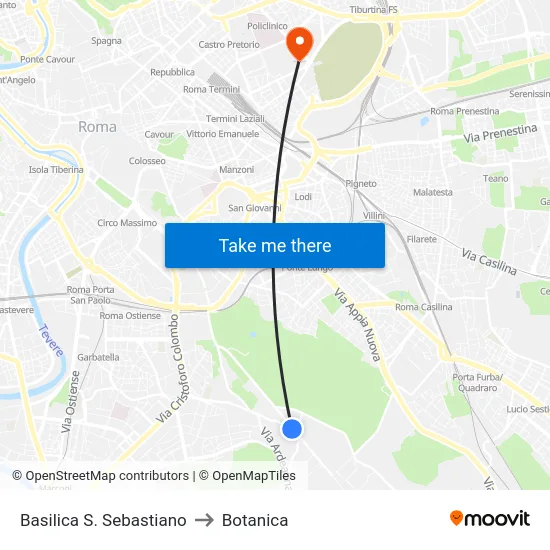 Basilica S. Sebastiano to Botanica map