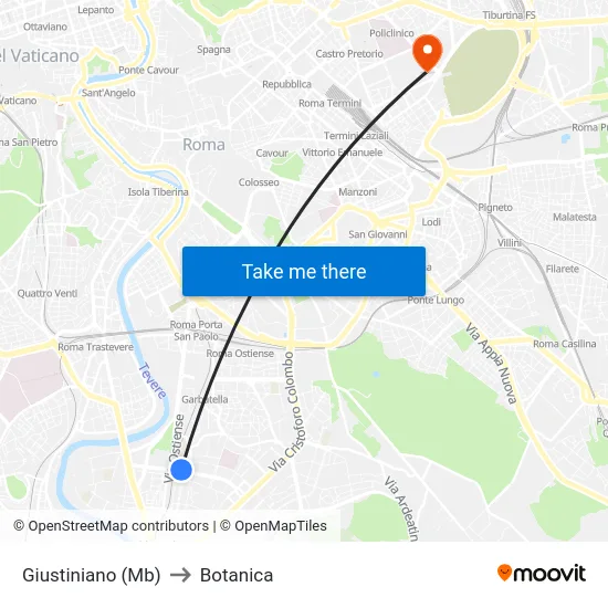 Giustiniano (Mb) to Botanica map