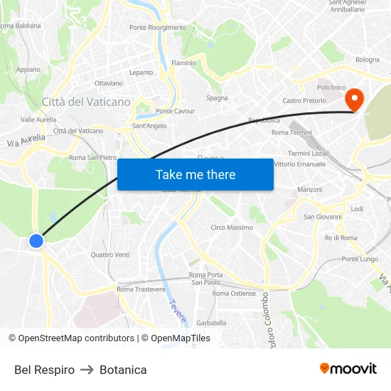 Bel Respiro to Botanica map
