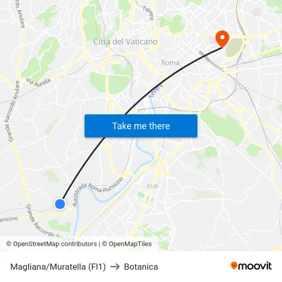 Magliana/Muratella (Fl1) to Botanica map