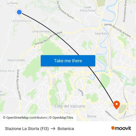Stazione La Storta (Fl3) to Botanica map
