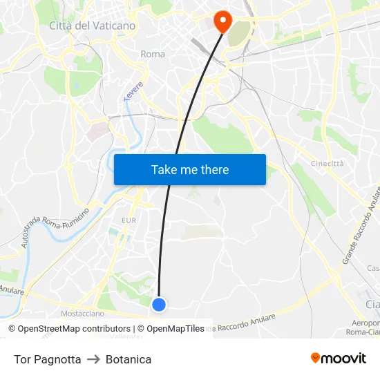 Tor Pagnotta to Botanica map