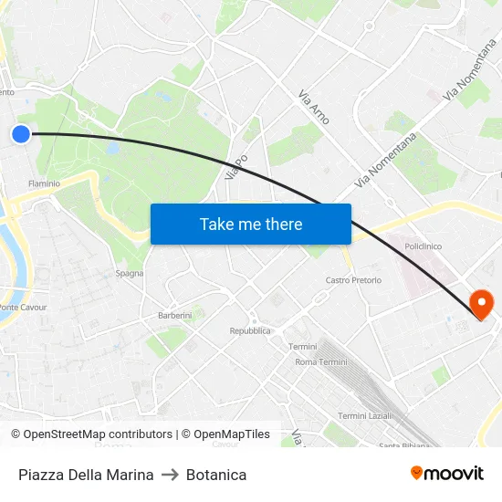 Piazza Della Marina to Botanica map