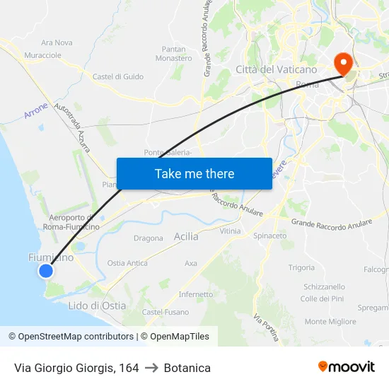 Via Giorgio Giorgis, 164 to Botanica map