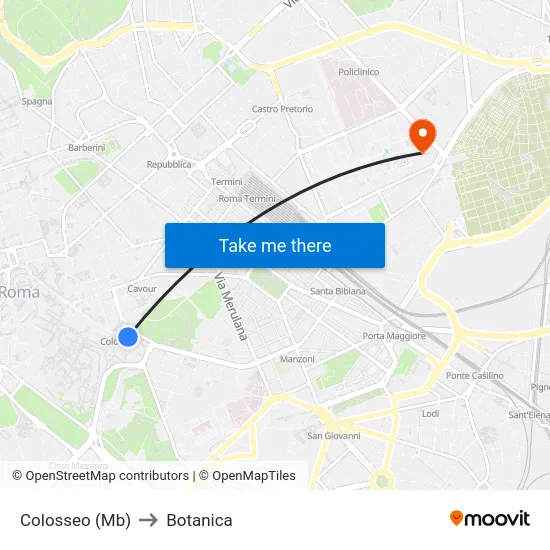 Colosseo (Mb) to Botanica map