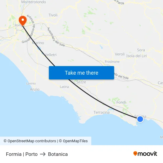 Formia | Porto to Botanica map