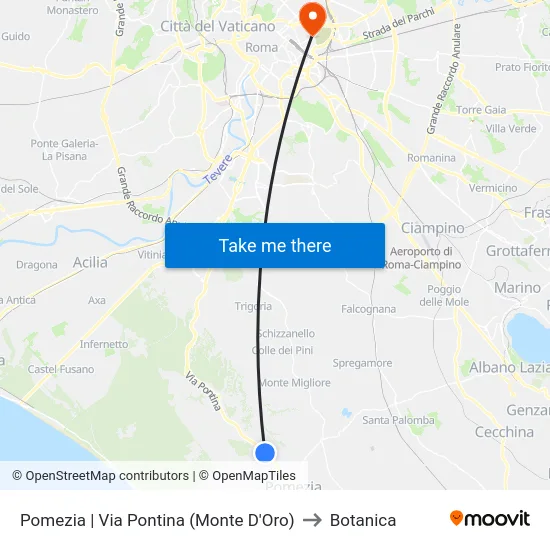 Pomezia | Via Pontina (Monte D'Oro) to Botanica map