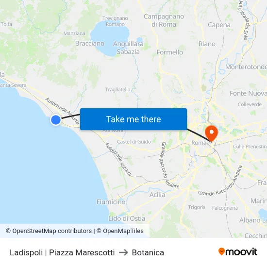 Ladispoli | Piazza Marescotti to Botanica map