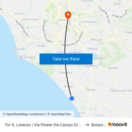 Tor S. Lorenzo | Via Pinete Via Campo Di Carne to Botanica map