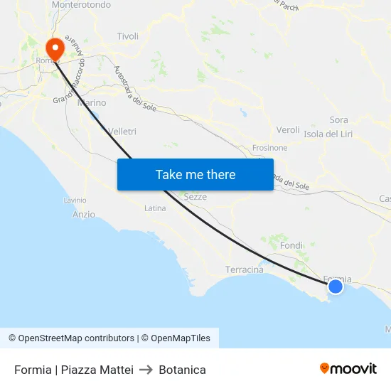 Formia | Piazza Mattei to Botanica map