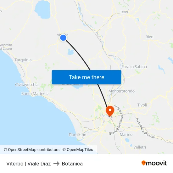 Viterbo | Viale Diaz to Botanica map